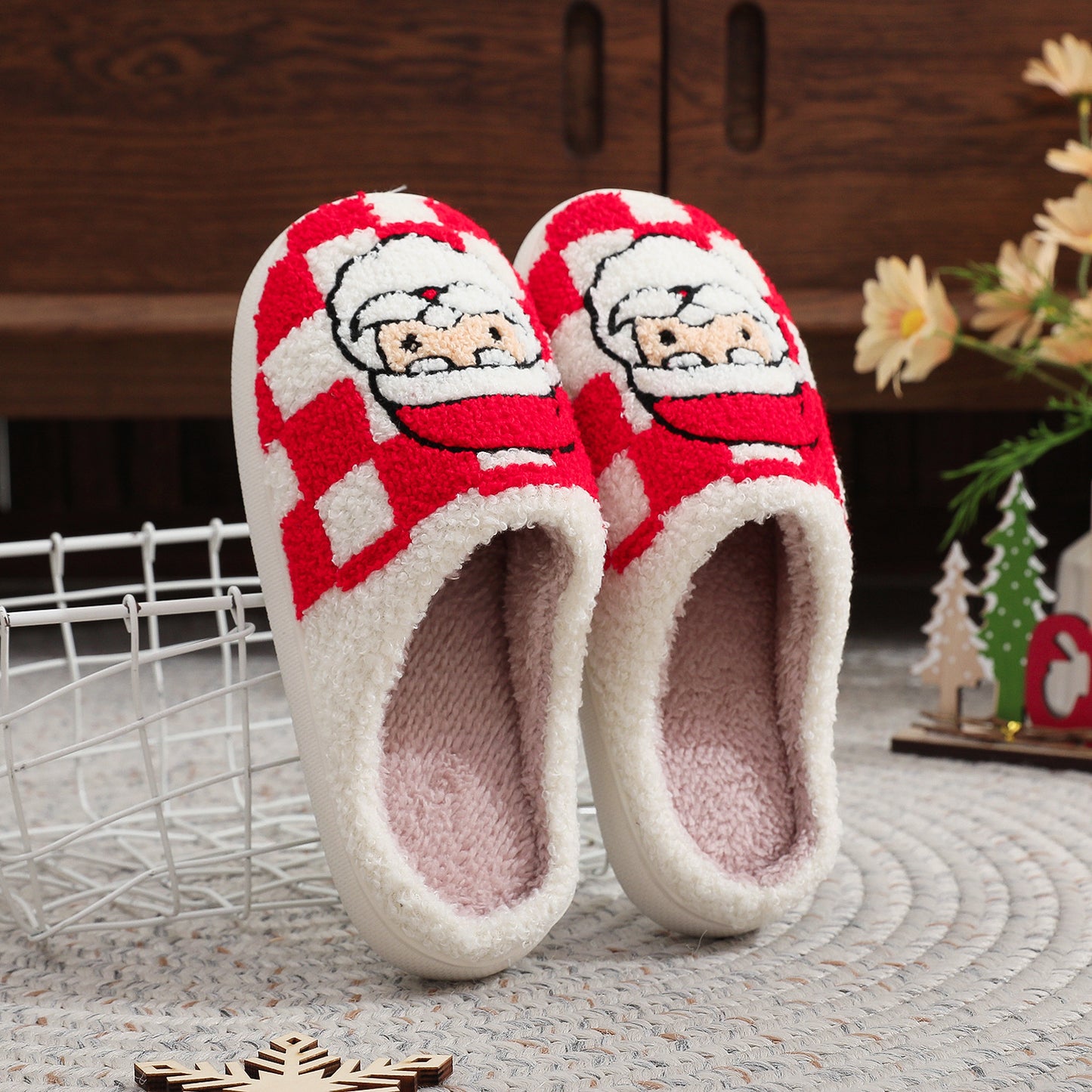 Santa’s Plaid Fuzzies: Comfy Indoor Winter Slippers