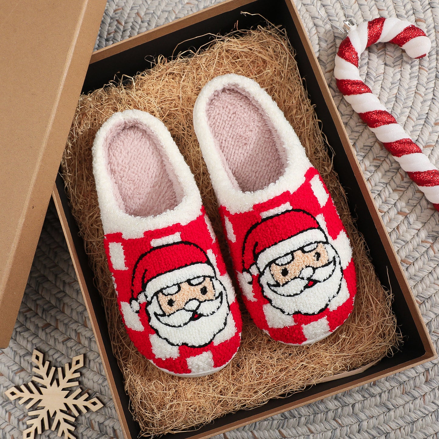 Santa’s Plaid Fuzzies: Comfy Indoor Winter Slippers