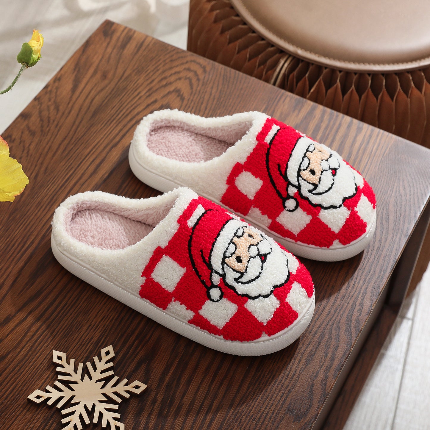 Santa’s Plaid Fuzzies: Comfy Indoor Winter Slippers