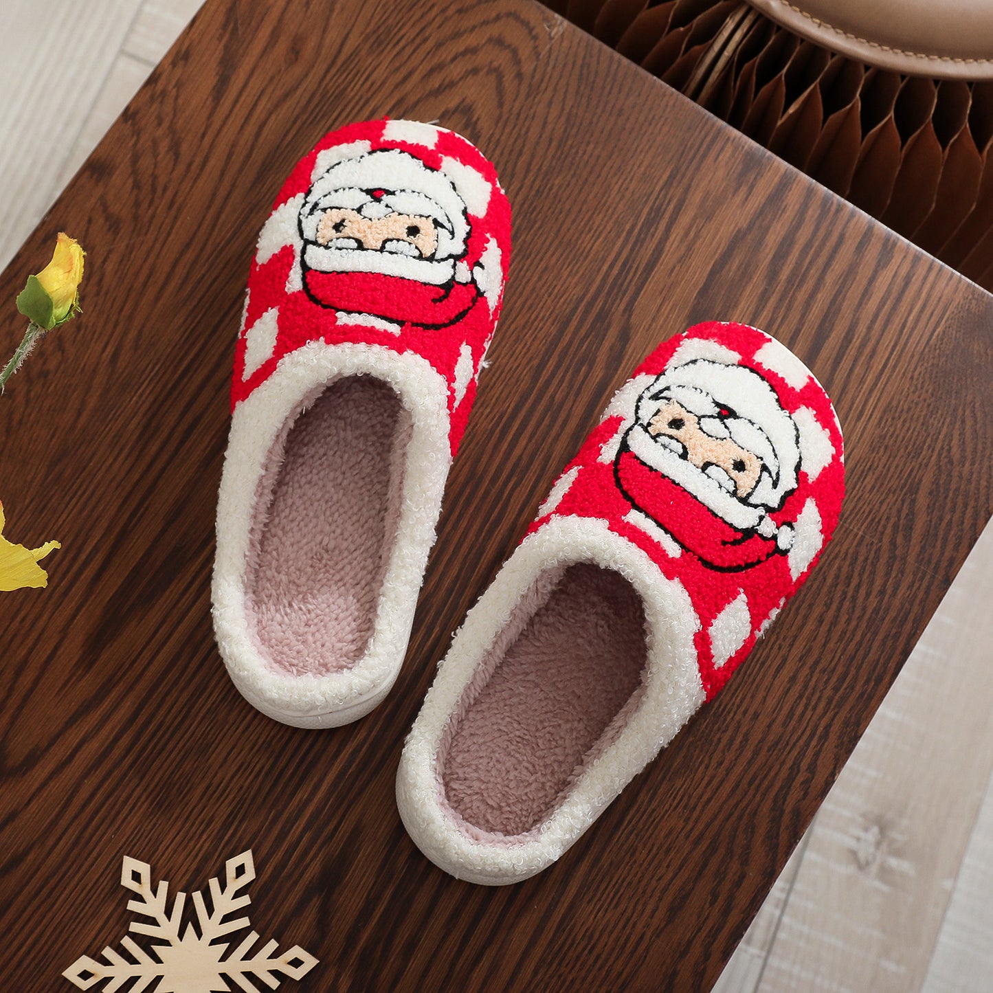 Santa’s Plaid Fuzzies: Comfy Indoor Winter Slippers